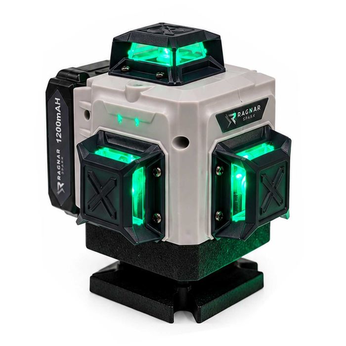Laser krzyżowy zielony 4D 360° 16 linii Ragnar Spark, samopoziomowanie, akcesoria, walizka