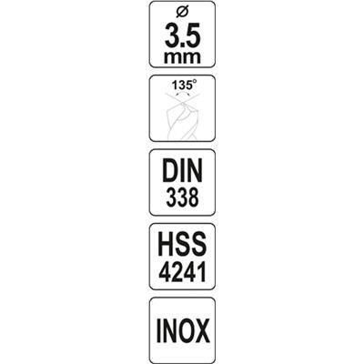 Wiertło do metalu inox 3.5mm HSS premium Yato