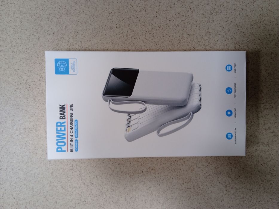 Powerbank 4w1 z kablami | Szybkie ładowanie | LED | Do telefonu | NOWY