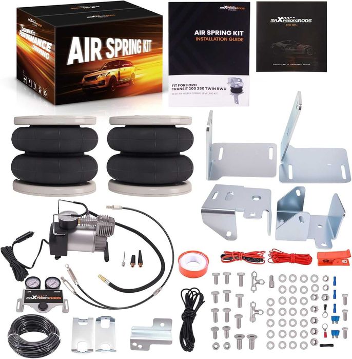Kit Suspensão Pneumática para Ford Transit 2001+ RWD | 4000kg | Compressor 12V | 2 Balões de Ar | Para Carrinha, Camper, Motorhome e Minibus