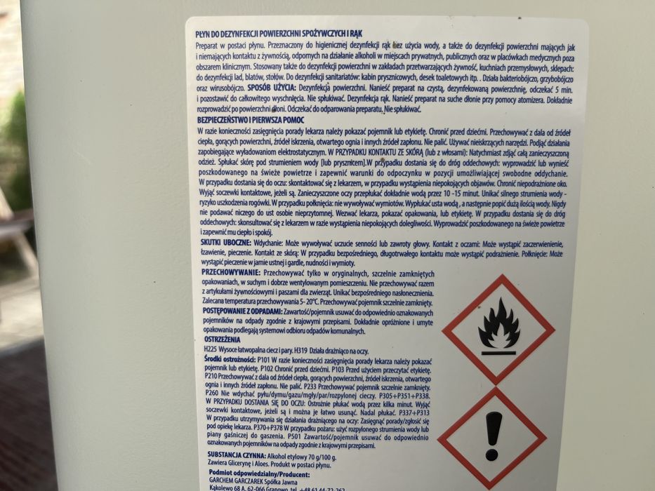 Płyn do dezynfekcji spożywczej i rąk