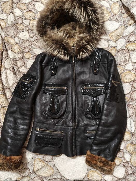 Куртка-дубленка женская из натуральной кожи и цигейки