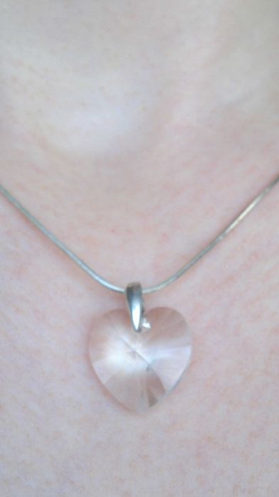 Kolczyki serce zawieszka próba 925 srebro naszyjnik kryształy Swarovsk