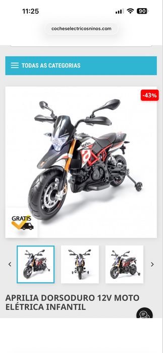 Aprilia Mota Criança 12v Eléctrica