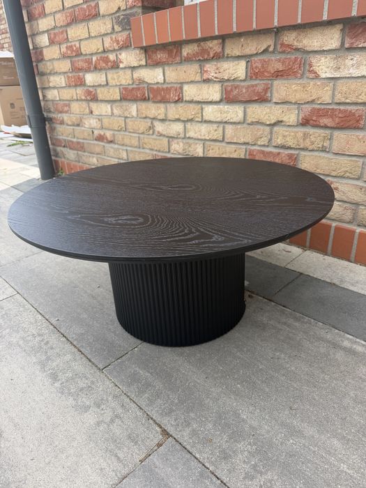 Stolik kawowy okrągły średnica 80 cm fornir czarny jesion USZKODZONY