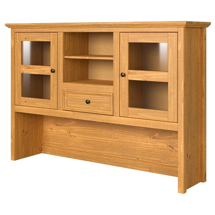 Drewniana nastawka na komodę – klasyczna witryna z półkami