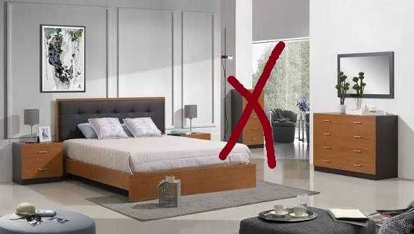 Quarto casal - cama + mesas de cabeceira + comoda + roupeiro