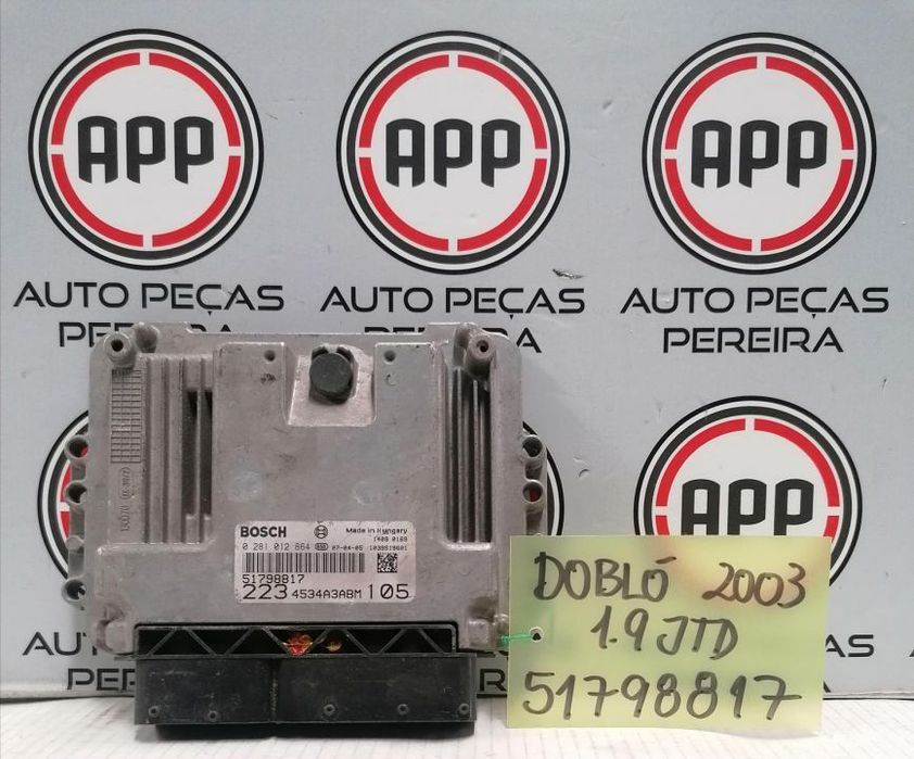 Centralina Fiat Doblo 1.9 JTD, referência 51798819, 55180280, 51798817
