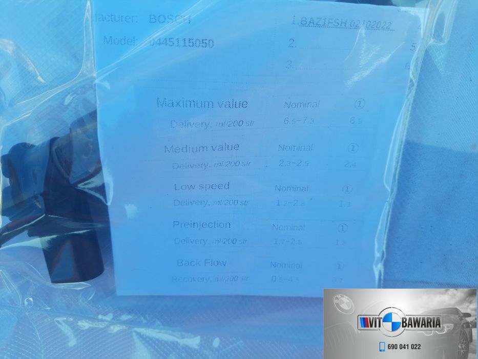 Wtryski piezo BMW E60  3.0D 231KM