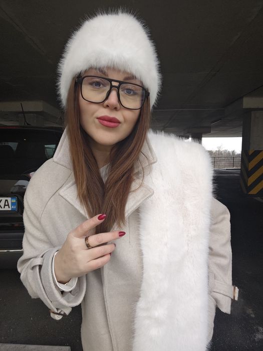 Пов'язка на голову тепла зимова горностай хутрова хутряна
