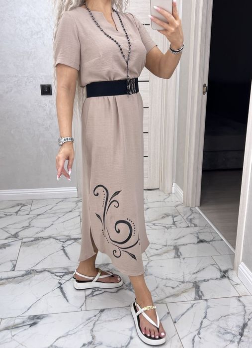 Вишукана льняна сукня з ремінем в комлекті. Супер ЦІНА.