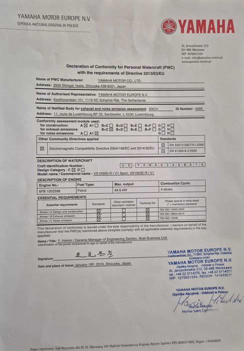 Yamaha V1 Sport, super stan, przygotowana do sezonu ! TR-1 !!!