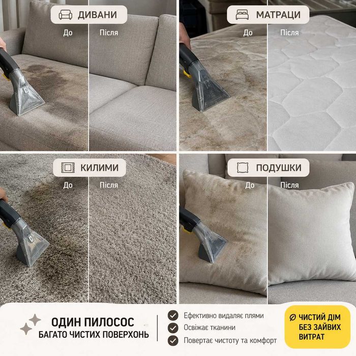 Оренда миючого пилососа | Хімчистка дивана, килима, матраца, авто