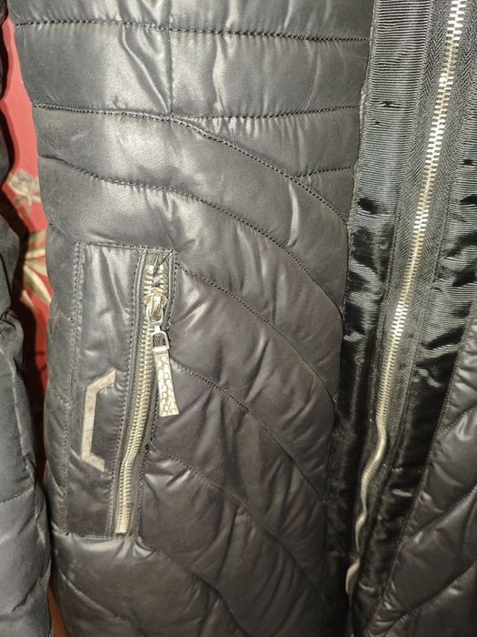 Пуховик с мехом чернобурки