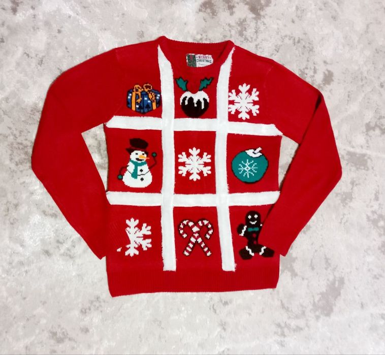 Червоний різдвяний светр з візерунком новорічний світер кофта Cedarwoo