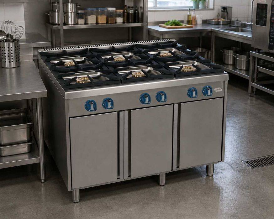 Fogão a gás 6 queimadores industrial linha 90 para restaurante