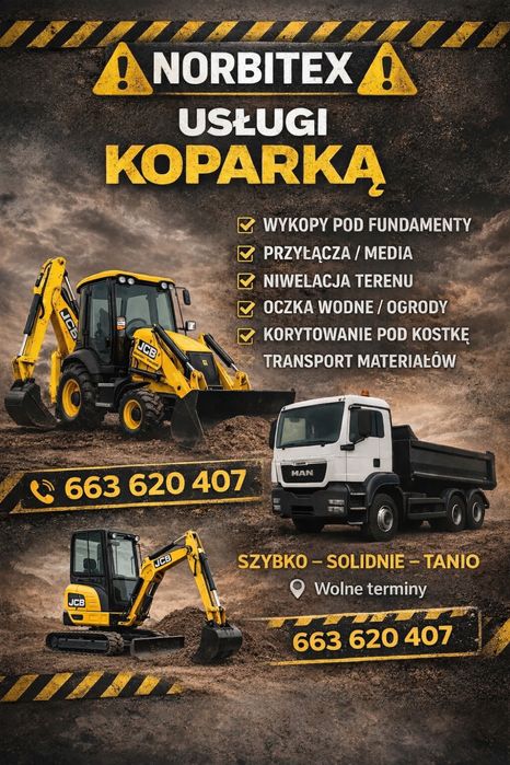 Usługi Koparko Ładowarką Minikoparką  Transport Materiałów Sypkich
