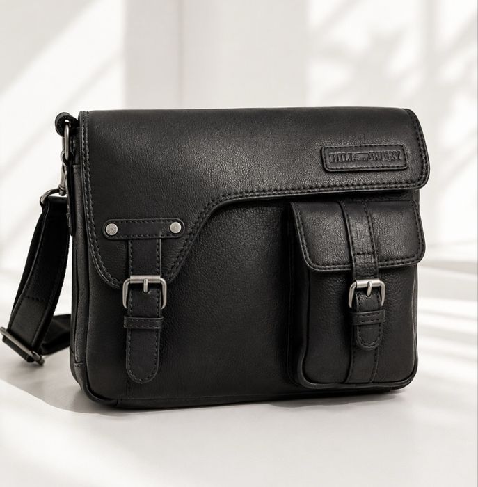Чоловічі сумки HILL BURRY 3174_black Шкіряна Мужская сумка планшет кож