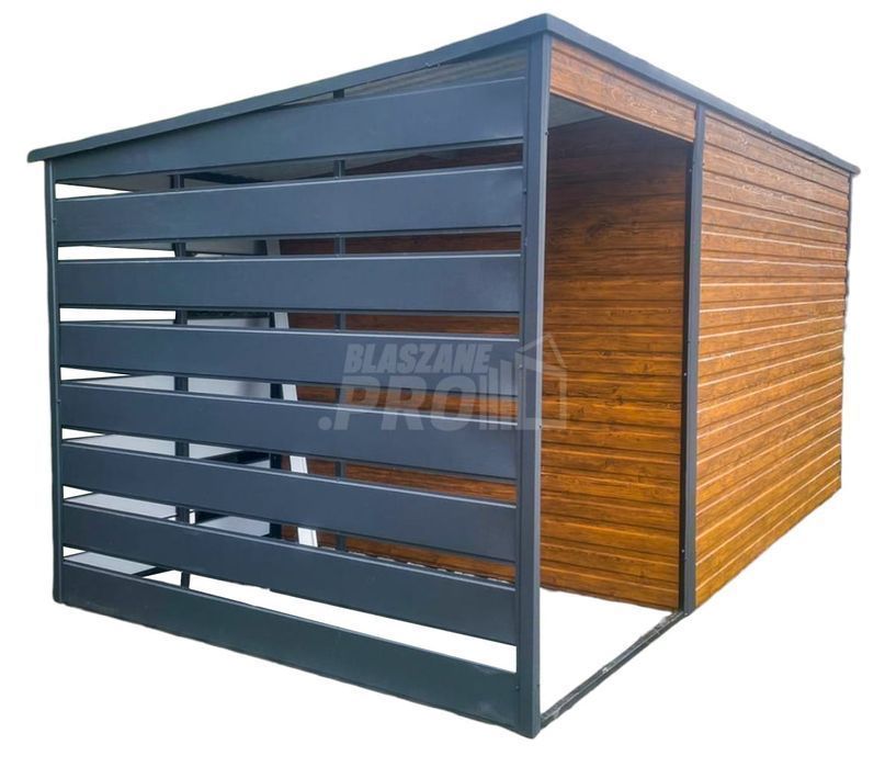 Schowek Domek Ogrodowy 3x2m + Wiata 1,5m  Antracyt spad w tył  GP367