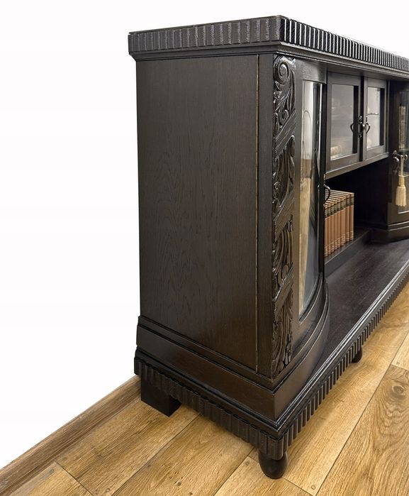 BIBLIOTEKA podręczna WITRYNA rzeźbiona antyk PODEST SZAFKA