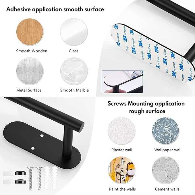 Uchwyt na papier, ręczniki czarny nierdzewny 2 sztuki