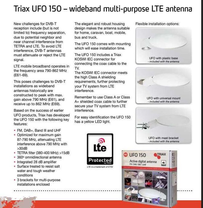ANTENA TDT UFO PARA AUTOCARAVANAS, BARCOS, CAMIÕES