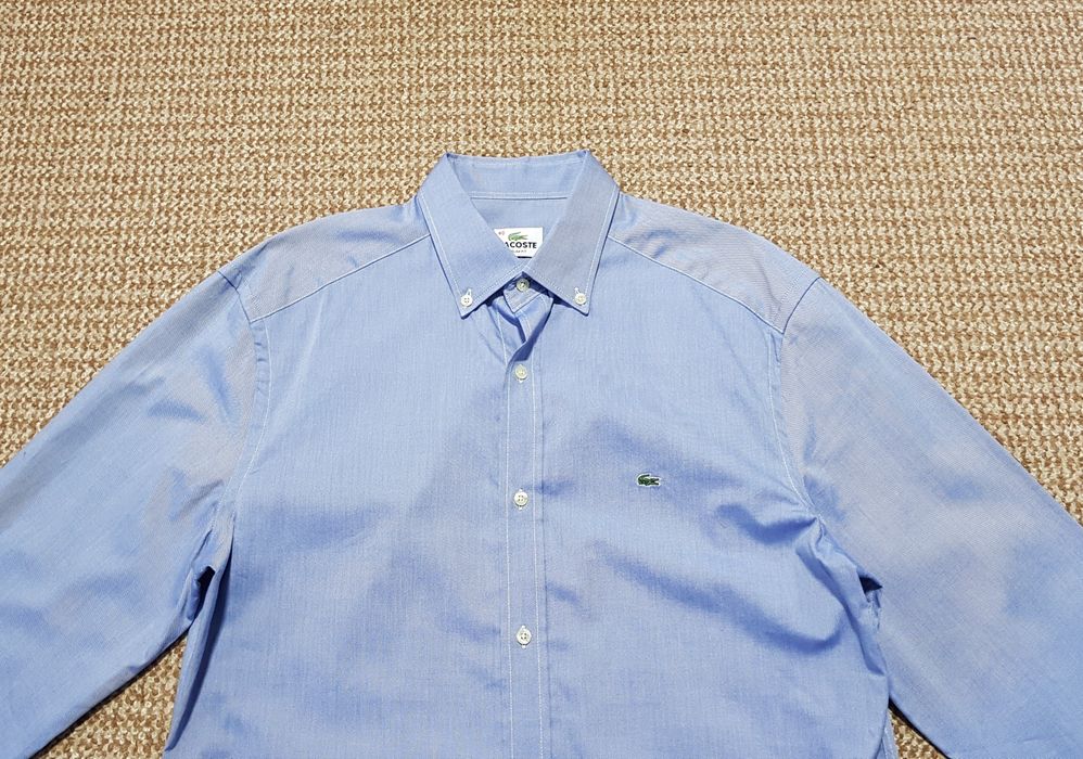 Lacoste сорочка slim fit оригінал 40 M-L блакитна