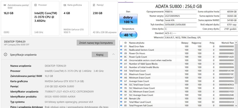 HP 8300 Elite SFF I5-3570,16GB RAM,256GB SSD,GTX 1050 Ti,Audigy,Win10