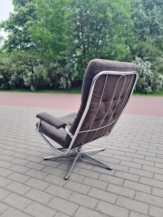 Fotel w chromie, obrotowy Bauhaus,mid-century lata 80 vintage design