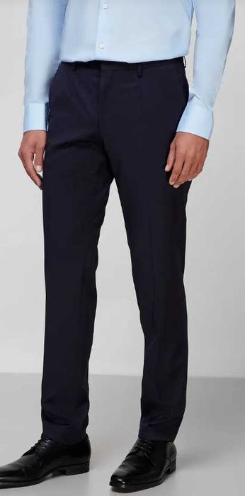 Hugo Boss чоловічі темно-сині вовняні брюки Gibson cyl flat front solid slim fit wool dress pants, оригінал, нові, розмір: L, XL, XXL