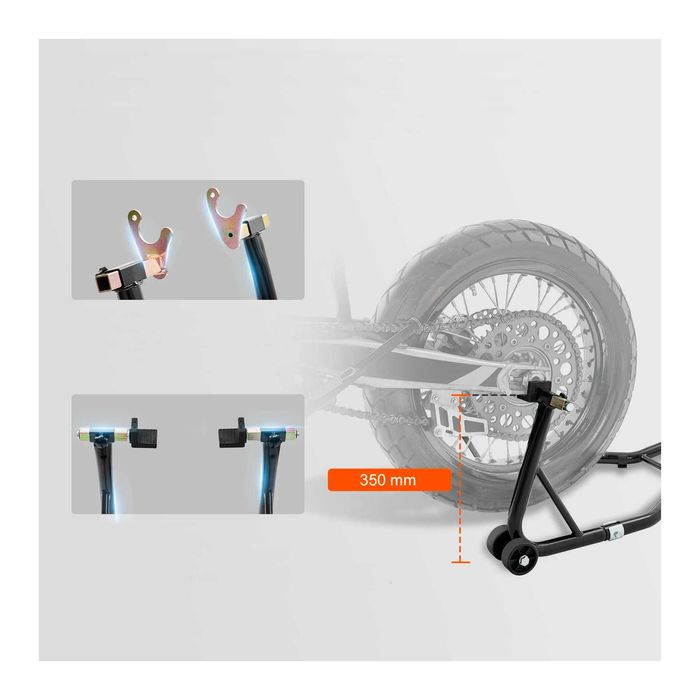 Cavalete elevador para moto - Suporte dianteiro e traseiro 385 kg