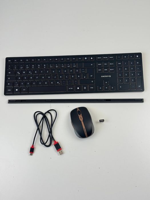 Комплект (ножична клавіатура, оптична миша) CHERRY DW 9100 Slim QWERTZ Black Bronze (бездротовий, Bluetooth, USB-приймач, німецька розкладка)
