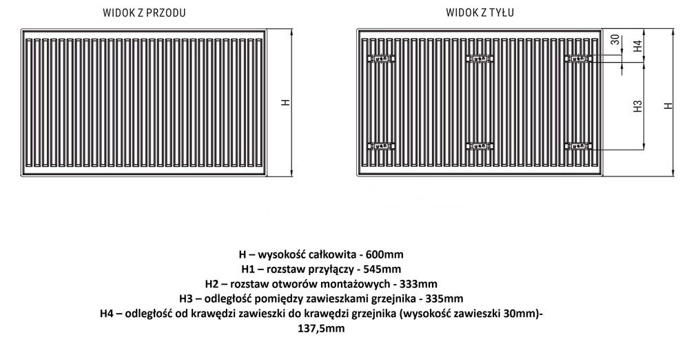 Grzejniki C22 600x400 Zasilanie Boczne DIAMOND - Szadek
