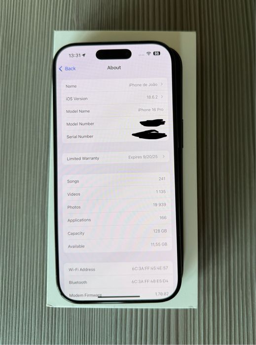Iphone 16 pro Titânio preto - IMPECÁVEL / GARANTIA / CAIXA