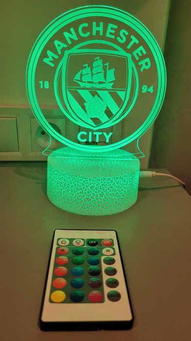 Lampka nocna dla dzieci MANCHESTER CITY + pilot