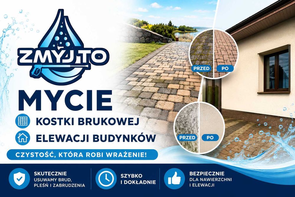 MYCIE CZYSZCZENIE CIŚNIENIOWE Kostki brukowej - Elewacji budynków - Dachów / Okna - Przeszklenia - Panele fotowoltaiczne woda DEMI