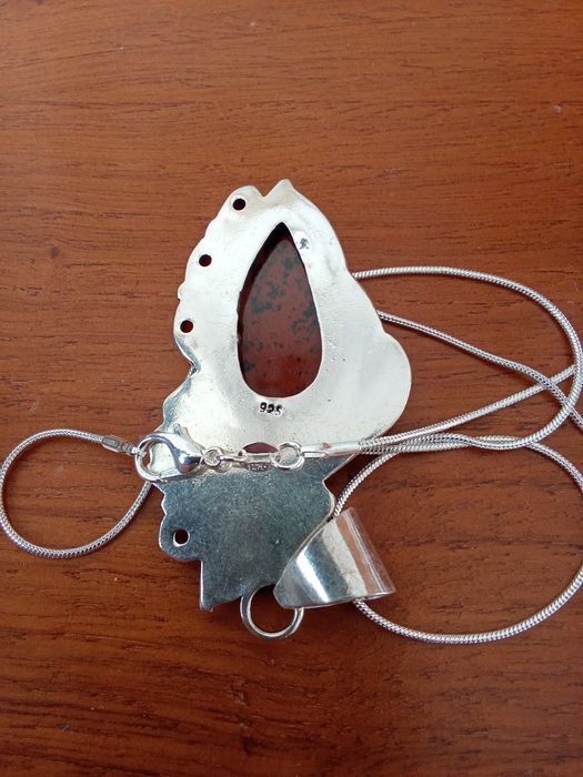 Pingente Artesanal em Prata com Obsidiana Mahogany — Feito à Mão,