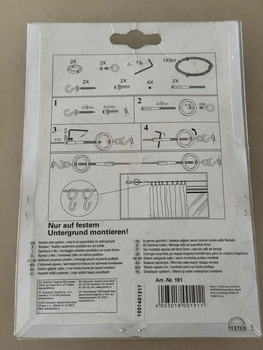 Karnisz linowy Ring 5 m chrom