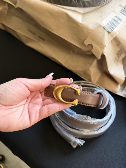 Pasek coach brazowy czarny