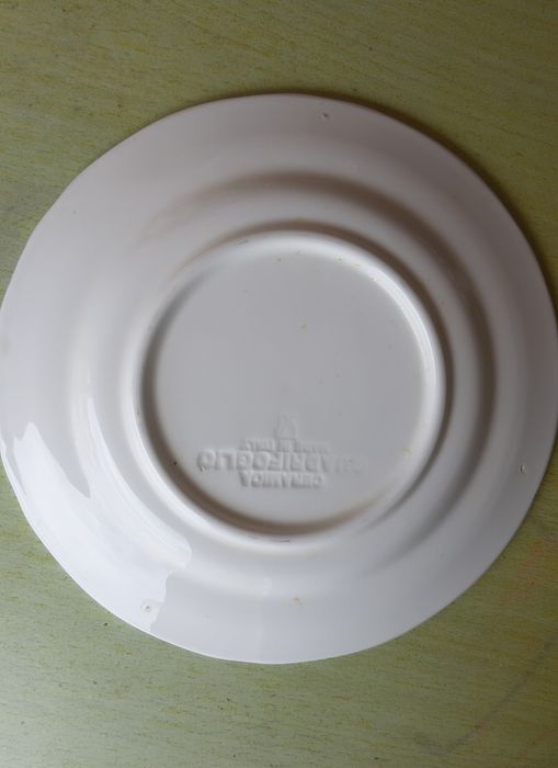 4 Pratos branco e azul quadrifóglio