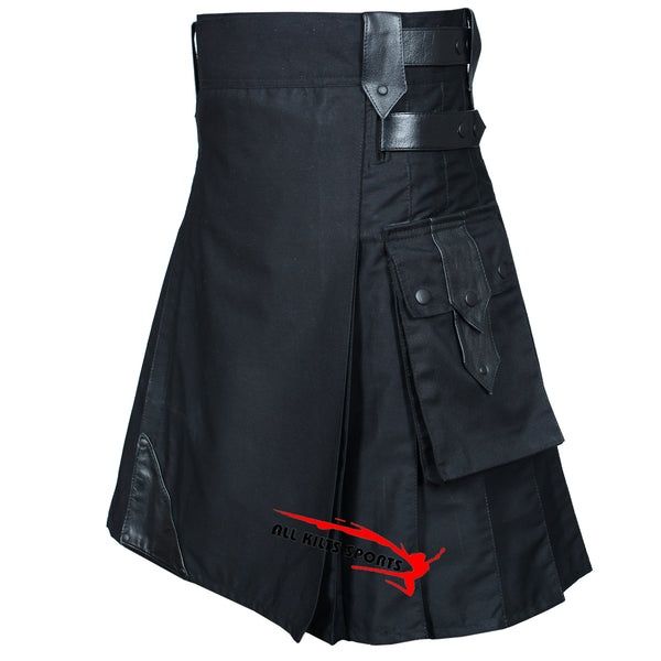 Czarny kilt skórzane paski ALL KILTS SPORTS rozmiar 32