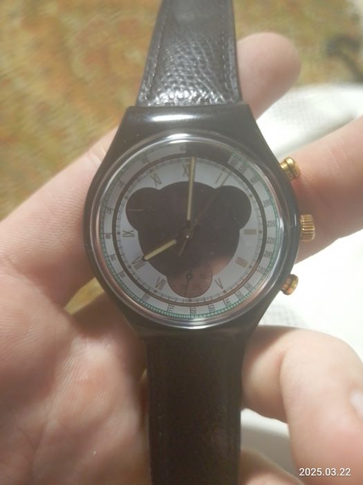 Swatch Chrono Colossal 1991 | Швейцарський годинник, шкіряний ремінець