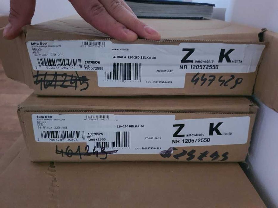 Ościeżnica biała regulowana 220mm-260mm - 80 - 2kpl. Prawy i Lewy.