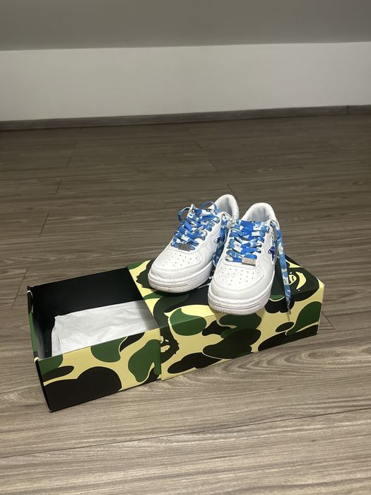 Buty bape niebiesko biale