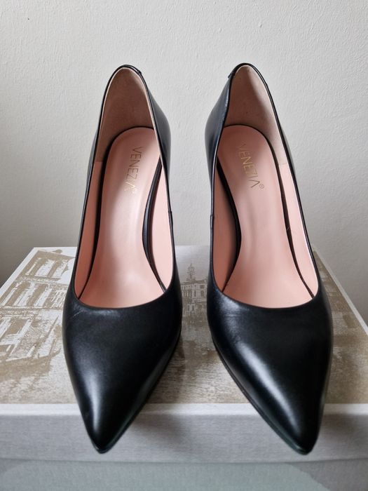 Szpilki Venezia czarne skórzane 11,5 cm rozmiar 40