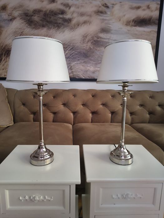 Lampki nocne chrom srebrne Hamptons styl nowojorski Primavera Glamour