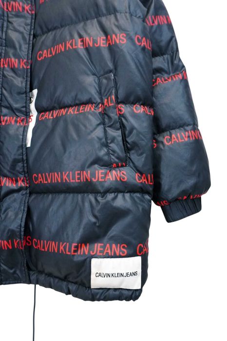 G16 zimowa długa puchowa kurtka damska Calvin Klein logowana S 36