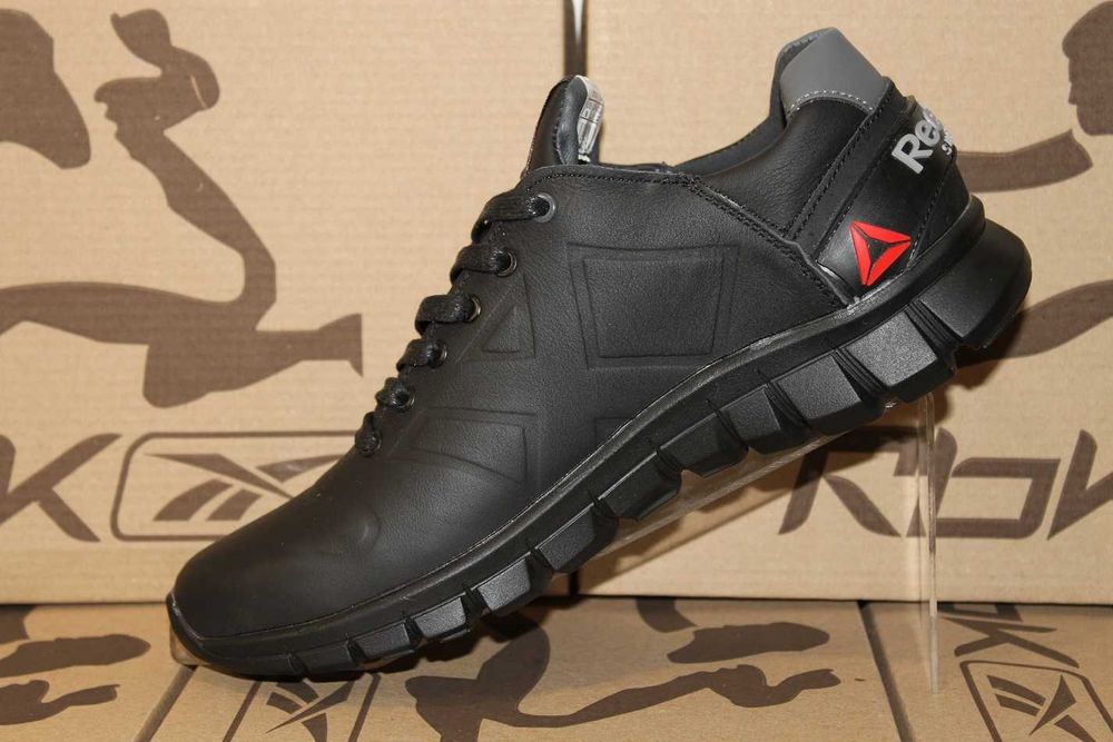 Reebok -  черные кожаные  кроссовки - туфли - кросівки (код:12-16чер.)