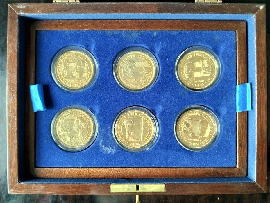 Estojo 15 Moedas/Medalhas Prata .925 Banhadas a Ouro Países União Europeia 1992