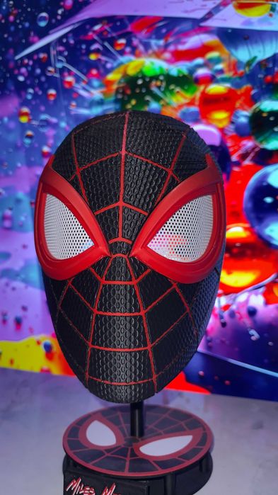 capacete 3d homem aranha miles morales mais soporte